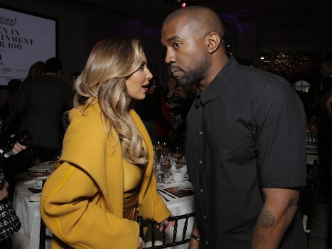 Kim Kardashian en echtgenoot Kanye West vorige week tijdens een ontbijt voor belangrijke vrouwen in de entertainmentsector.