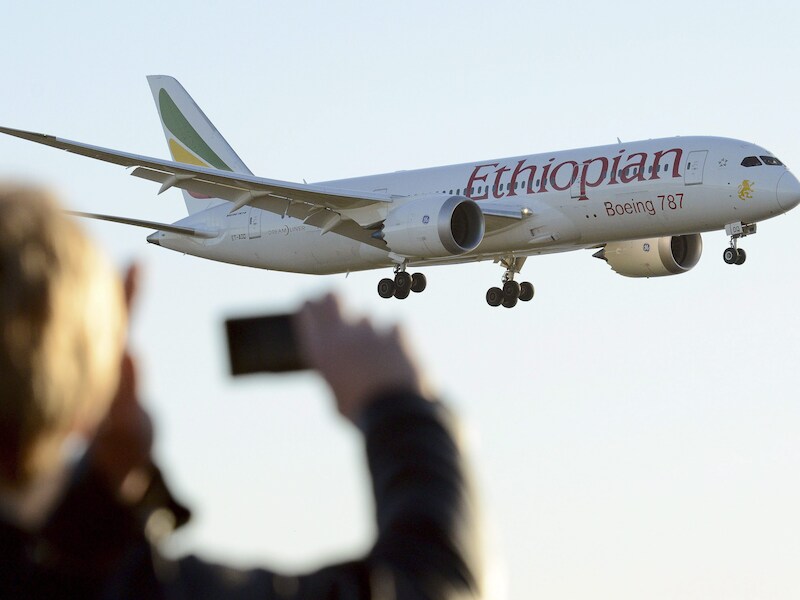 Een vliegtuig van Ethiopian.