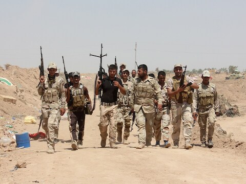 Sjiitische strijders vechten in het noorden van Irak tegen ISIS.
