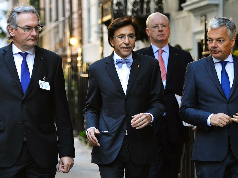 Minister van Ontwikkelingssamenwerking Jean-Pascal Labille, premier Elio Di Rupo en minister van Buitenlandse Zaken Didier Reynders in New York.