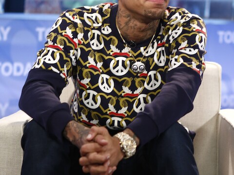 Chris Brown tijdens de NBC 'Tonight'-show op 1 april.
