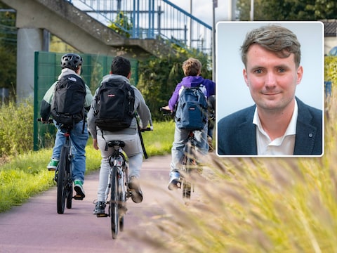 Vijf ‘fietspools’ gaan vanaf september van start in Genk. Rechts: schepen Karel Kriekemans (cd&v).