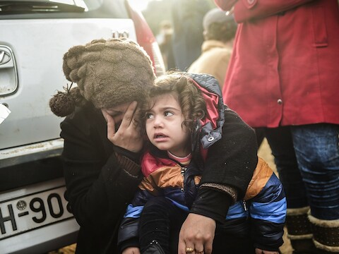 Vluchtelingen op het Griekse eiland Lesbos.