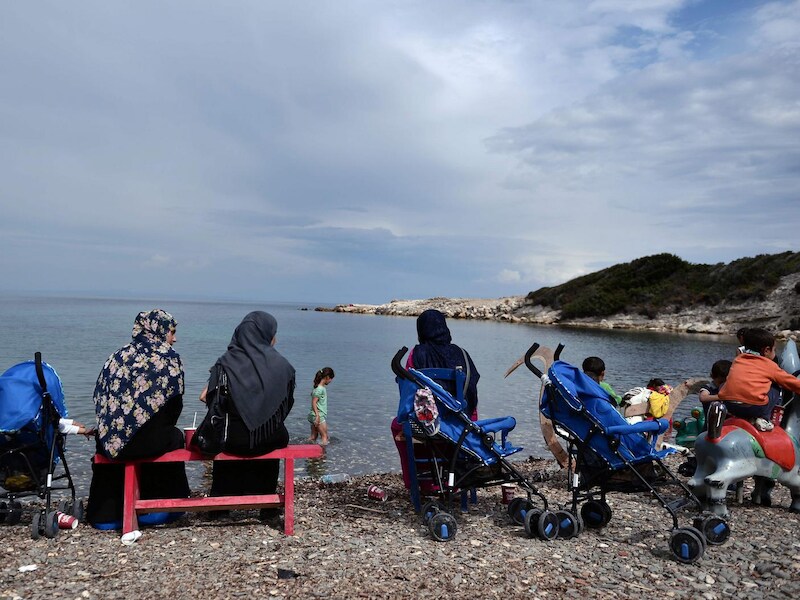 Vluchtelingen op het Griekse eiland Lesbos.