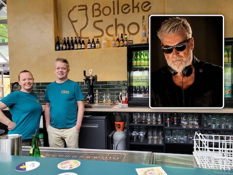 Bruno Willems baat samen met zijn partner Claar Bertels het ijssalon Bollekeschol uit. Inzet: Buscemi komt op zaterdag 15 augustus optreden in ijssalon Bolleke Schol.