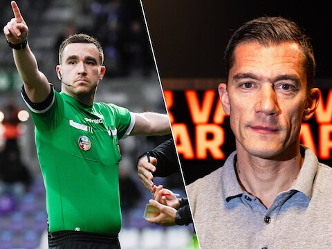 VAR Quentin Pirard die twee keer een hoofdrol speelde op twee dagen tijd / Scheidsrechtersbaas Jonathan Lardot