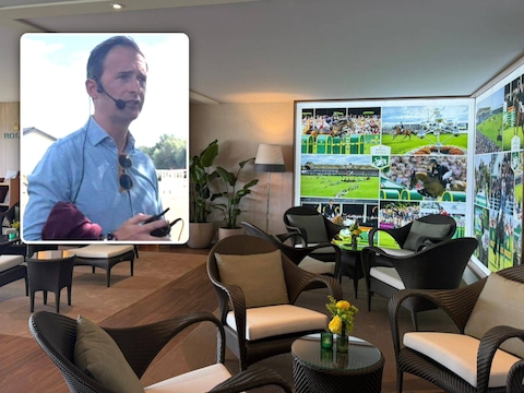 De gasten in de Rolex Hospitality Suite kregen van paardensportkenner Frederik De Backer (inzet) tekst en uitleg over het domein, de wedstrijden en wat er allemaal achter de schermen gebeurt.