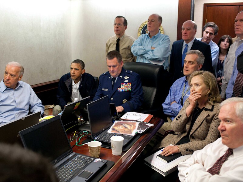 Het beeld dat de wereld rondging. President Obama die de raid vanuit het Witte Huis volgde.