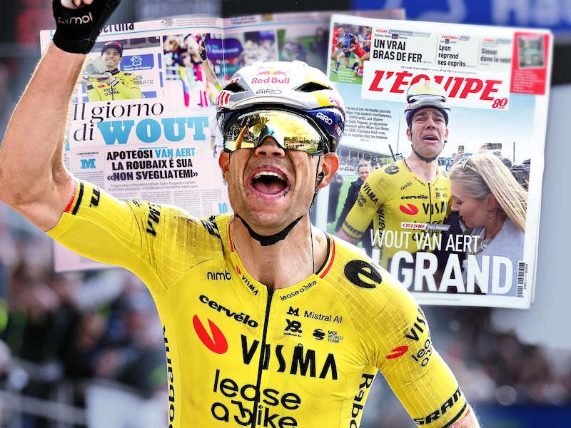 “Eindelijk glorie. De wielersport lacht”: ook buitenlandse media krijgen maar niet genoeg van “Kampioen van het volk” Wout van Aert 