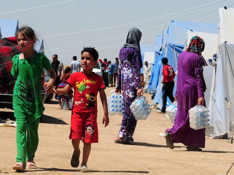 Iraakse kinderen in een vluchtelingenkamp nabij Erbil (archiefbeeld).