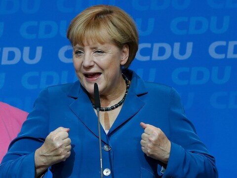 De Duitse bondskanselier en leider van de Duitse christendemocraten Angela Merkel.