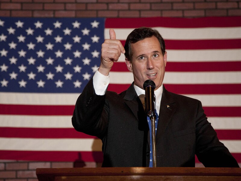 Rick Santorum hekelt de verdeling van kiesmannen in de primaries.