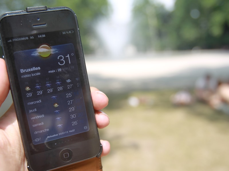 De temperatuur in juli 2013 in het Brusselse Warandepark.