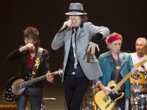 Rolling Stones tijdens hun concert in de O2 Arena in Londen.