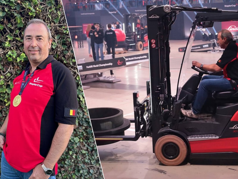 Claude Vandenberghe (57) uit Zwevegem werd in Duitsland, samen met het Belgische team, wereldkampioen heftruckrijden.