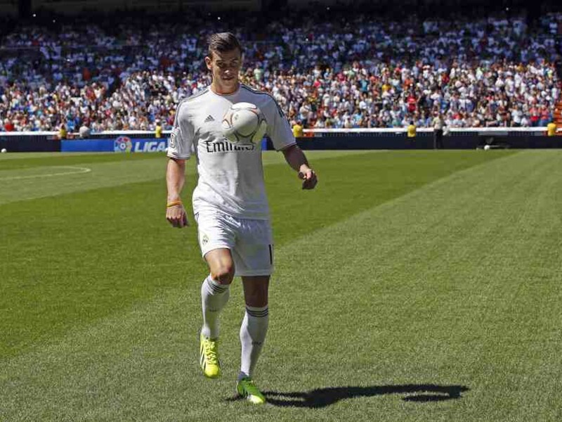 Bale bij zijn officiële voorstelling bij Real van vorige week.