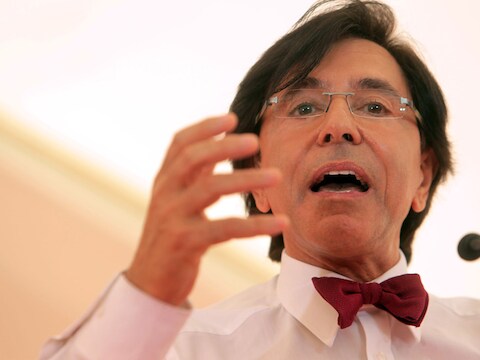 PS-voorzitter Elio Di Rupo tijdens zijn 1 mei-toespraak in Badour.