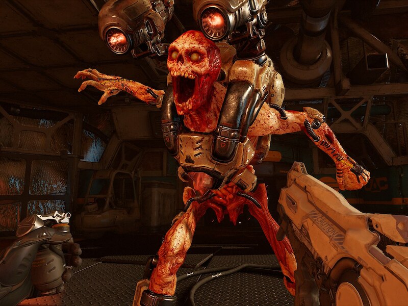 Hellegebroed aan gruzelementen schieten in Doom VFR: u kunt er gewend aan worden.