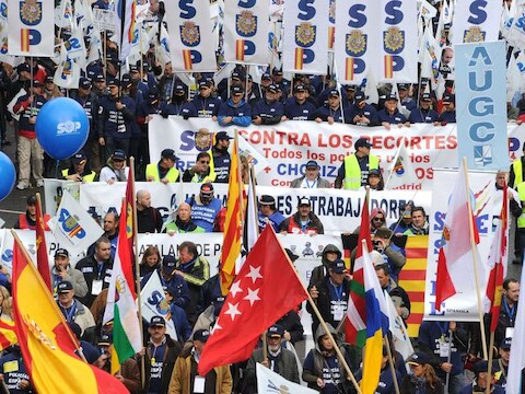 Afgelopen weekend werd er opnieuw gestaakt in Madrid. Zelfs de politieagenten namen deel.