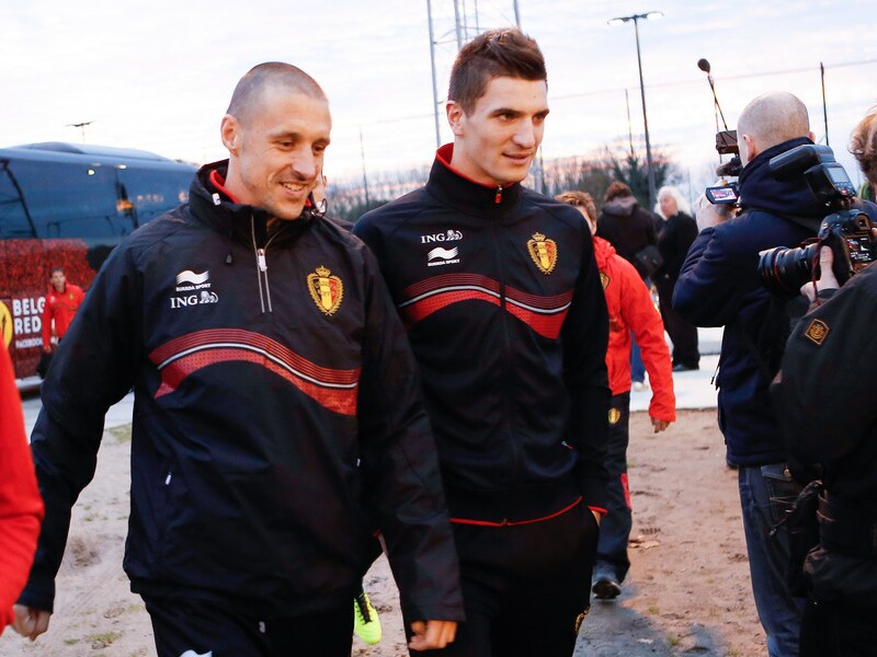Thomas Meunier met Club Brugge-ploegmaat Timmy Simons.