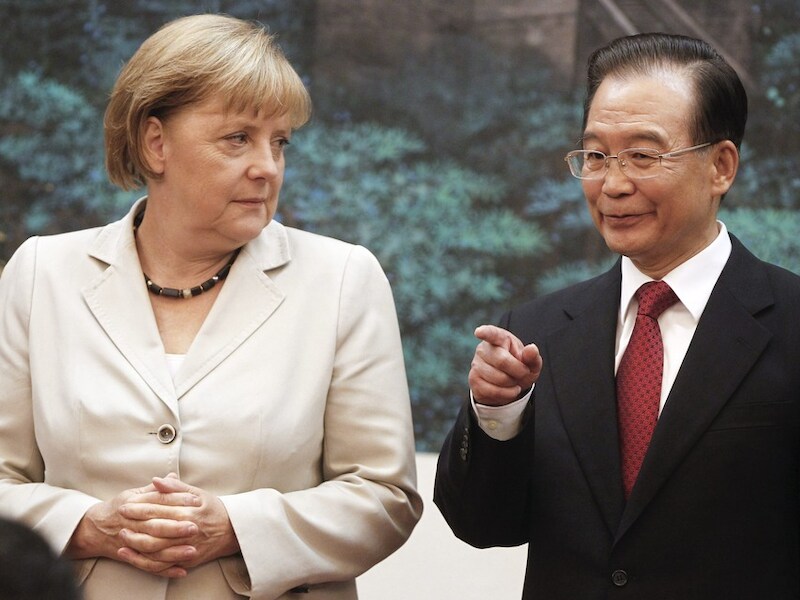 Angela Merkel samen met de Chinese eerste minister Wen Jiabao.