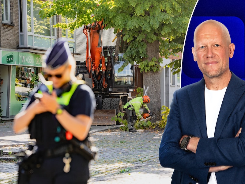 Protest tegen het kappen van de bomen in Deurne om een keerlus voor de tram aan te leggen.