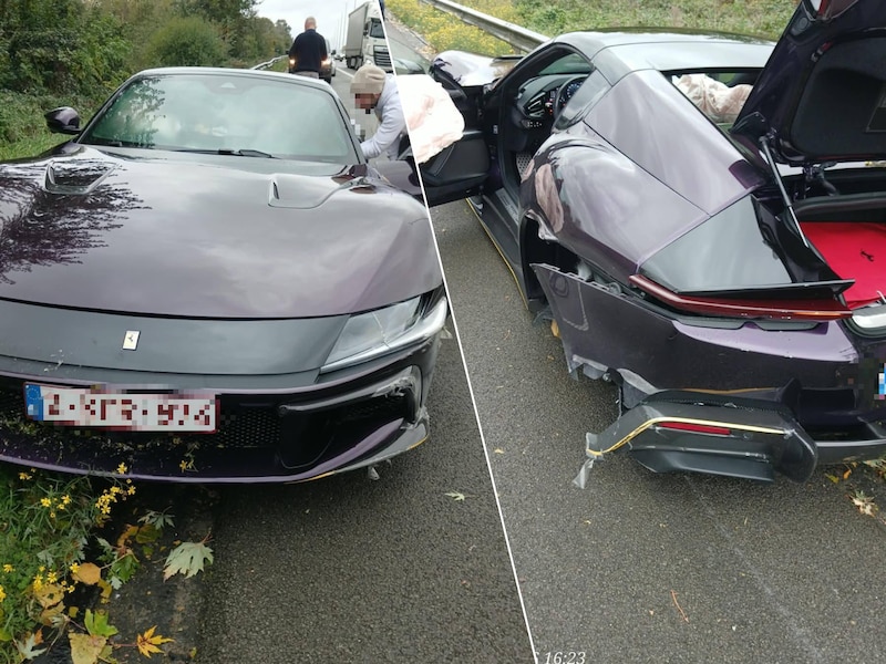 Op de E313 in Ranst is een Ferrari 12Cilindri zwaar beschadigd geraakt bij een ongeval.  De schade aan de bolide is aanzienlijk.