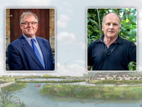 Zo zou het Kreekgebied in Nieuwpoort er binnen een paar jaar uit kunnen zien, Inzet (links): Kris Vandecasteele burgemeester van Nieuwpoort. Inzet (rechts): actievoerder Ivan de Clerck van vzw Bescherm bomen en natuur 