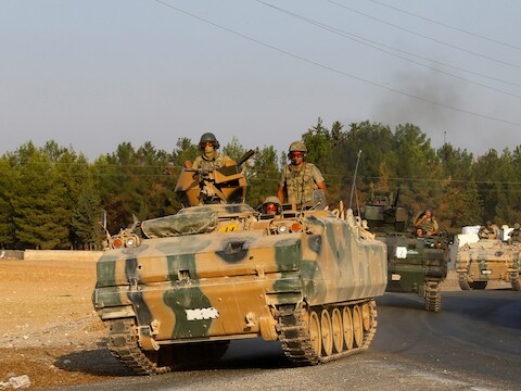 Turkse soldaten in de grensstad Gaziantep.