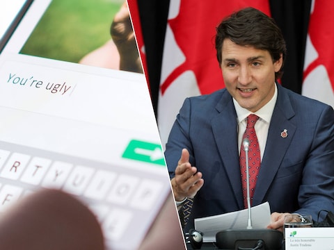 De Online Harms Act zou socialemediabedrijven reguleren en online haat strenger bestraffen. (Rechts: Justin Trudeau)