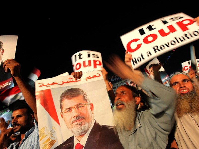 Aanhangers van de afgezette Egyptische president Mursi.