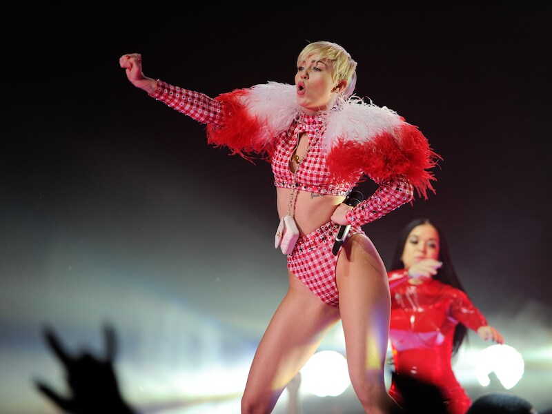 Miley Cyrus tijdens een van haar laatste optredens vorige maand.