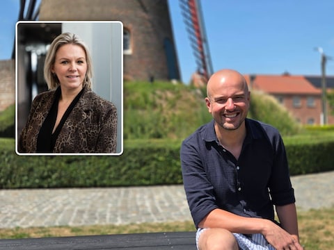 Tom Van Der Smissen aan de molen in Rijkevorsel. Inzet: burgemeester Dorien Cuylaerts.