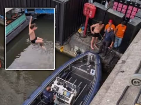 De Scheepvaartpolitie stelde een proces-verbaal op tegen de jongeman die in het water sprong.