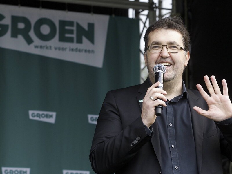 Wouter Van Besien speecht tijdens de ledendag van Groen in Kessel-Lo.
