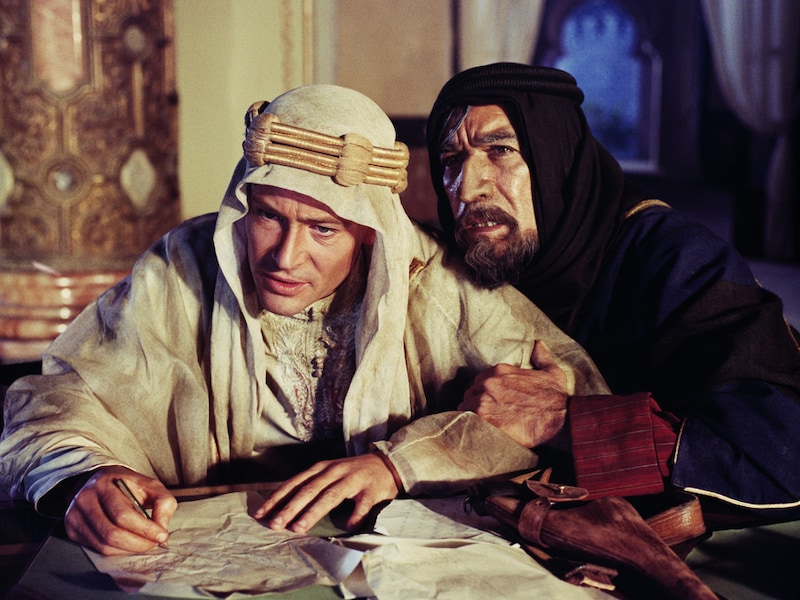 Peter O'Toole en Anthony Quinn in 'Lawrence of Arabia'.