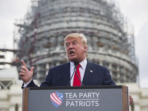 Donald Trump woensdag bij een rally in Washington