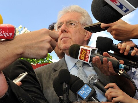 De Italiaanse premier Mario Monti over de rentestijging
