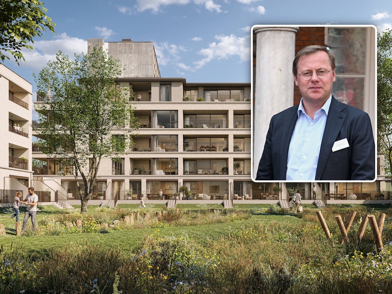 Zo zal de nieuwe groene woonbuurt OREE in Bredene eruit zien. Kleine foto: Kristof Vanfleteren, CEO van projectontwikkelaar ION.