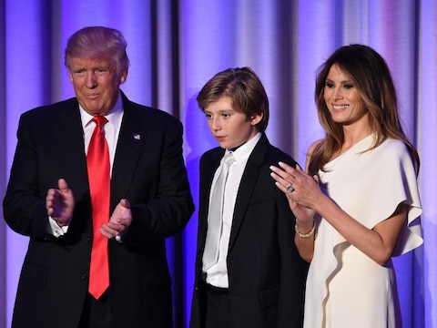 Donald, Barron en Melania Trump.