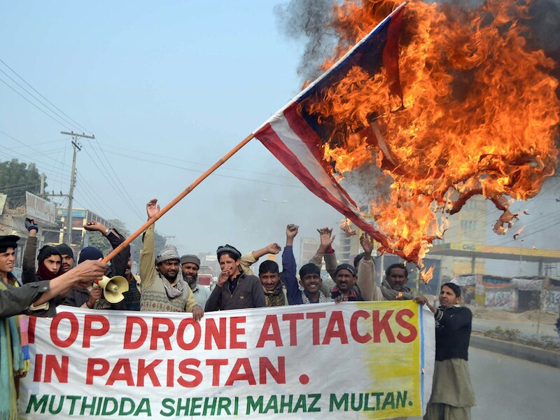 Protest in Pakistan tegen de dodelijke raids met drones.