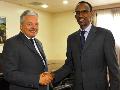 Dider Reynders en de Rwandese president Kagame in beter tijden.