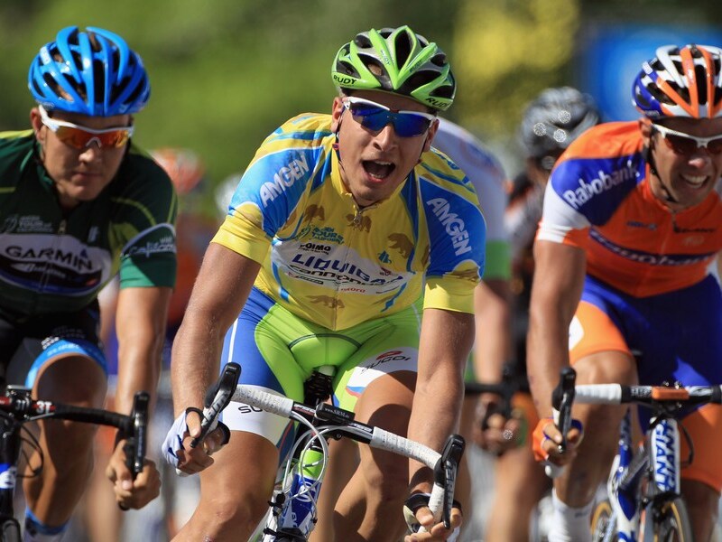 vlnr. Heinrich Haussler, Peter Sagan en Michael Matthews.
