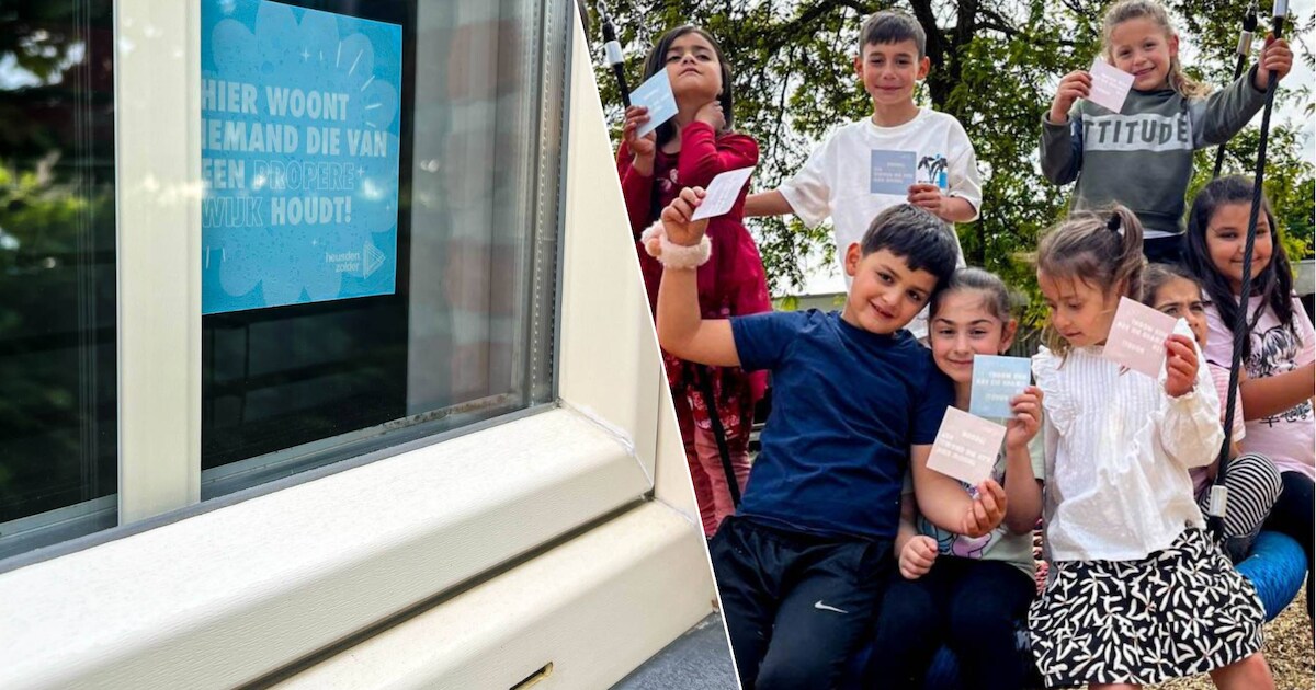 Kinderen delen raamstickers uit voor propere wijken in Heusden-Zolder ...