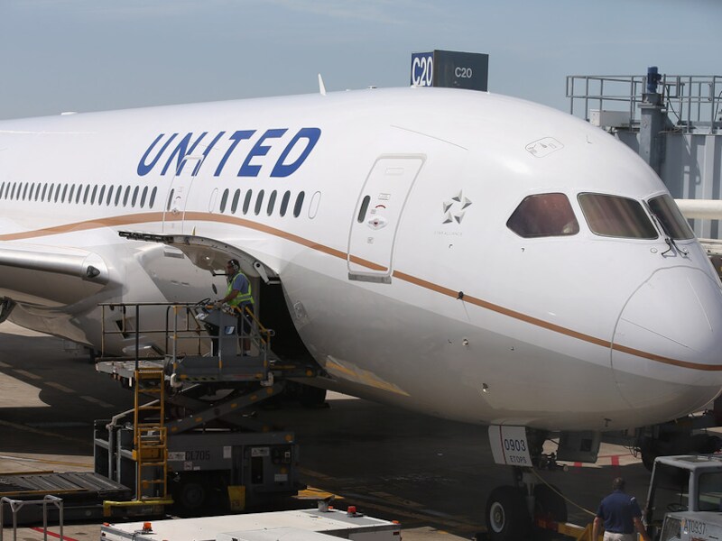 Een Boeing 787 Dreamliner van United Airlines.
