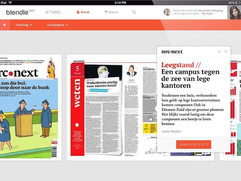Blendle bundelt de meerderheid van de Nederlandse kranten en magazines.