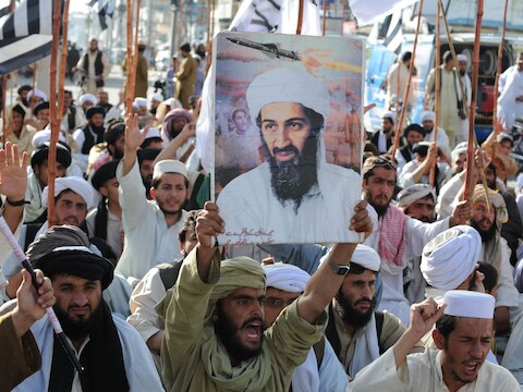 In het Pakistaanse Quetta kwamen aanhangers van bin Laden op straat na de bekendmaking van zijn dood.