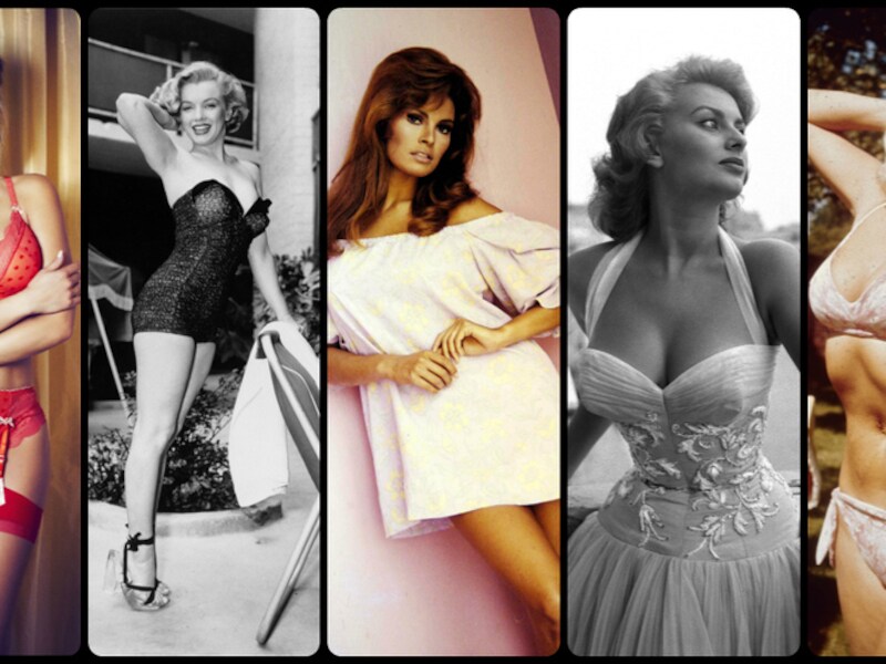Kelly Brook, Marilyn Monroe, Raquel Welch, Sophia Loren en Jayne Mansfield