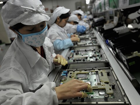 Een fabriek van Foxconn in het Chinese Shenzhen.