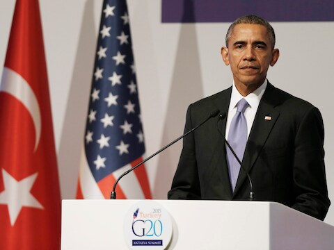 President Obama op de slotconferentie van de G20-top in Turkije.